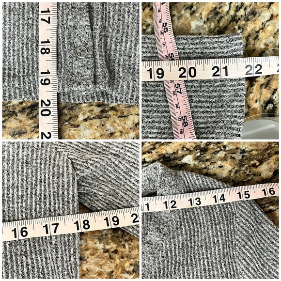 Tahari Grey Marled Snap Ribbed Cardigan Sweater Cropped Preppy Casual Grunge M - Picture 5 of 8